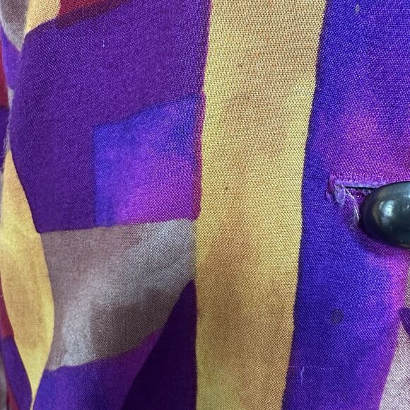 Vintage Susan Graver Abstract Rayon Blouse Geometric Print USA Made P-M - Picture 13 of 14